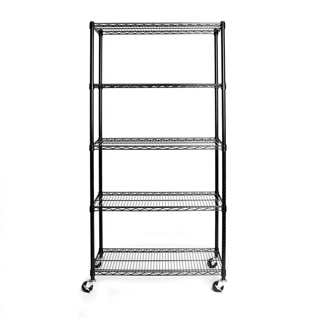 Wheels NSF-Certified 5-Tier with Steel Fithood Shelving Wire Black