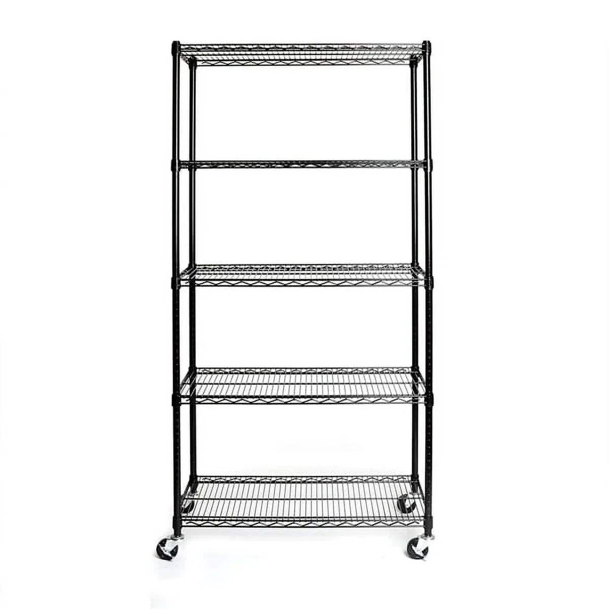 Wheels NSF-Certified 5-Tier with Steel Fithood Shelving Wire Black