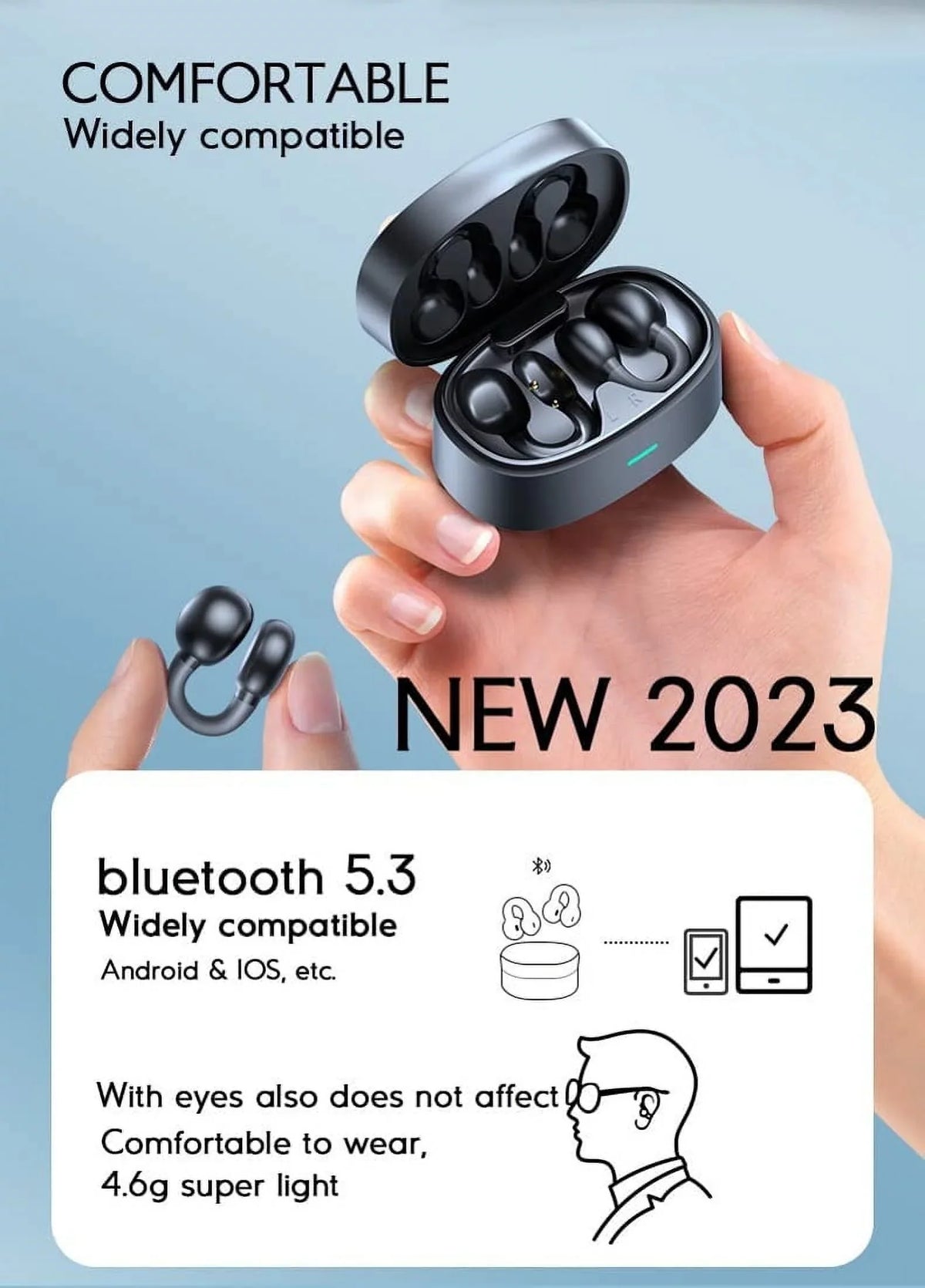 G Earphones Bluetooth (2023) Motorola Bone Phone Moto (2023)/5G Conduction Stylus Earbuds Case Hands-free Mic TWS B4K 5G Charging Stereo Ear-Clip Power - True Wireless Headphones for