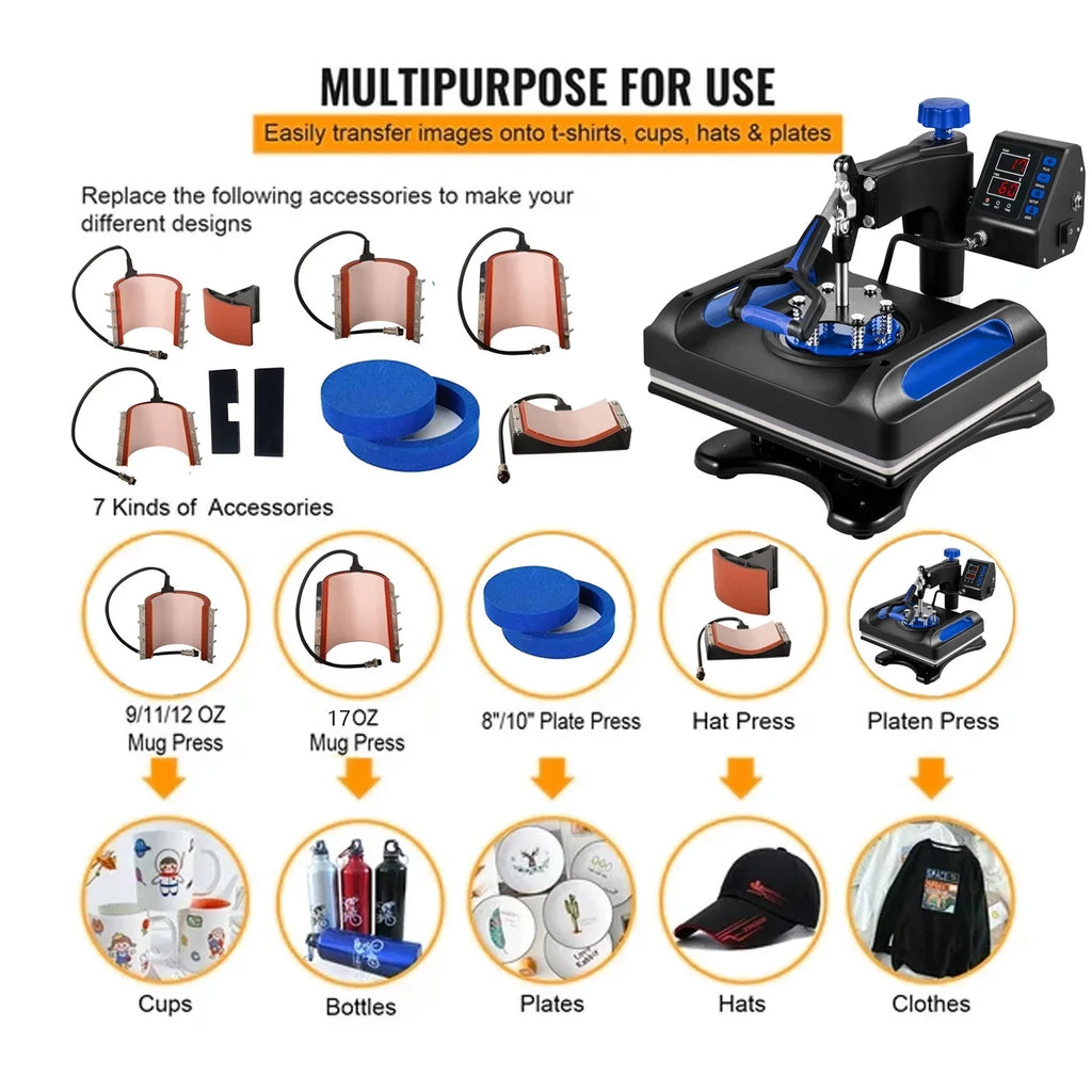 Printer T-Shirts, 1, Away 8 Printing, Sublimation Swing Inches 360 Printer, Pillow, 15 x in Bag, LCD Transfer Transfer Machine Canvas Press Precise Banner for Vinyl Control 15 Digital Blue Heat