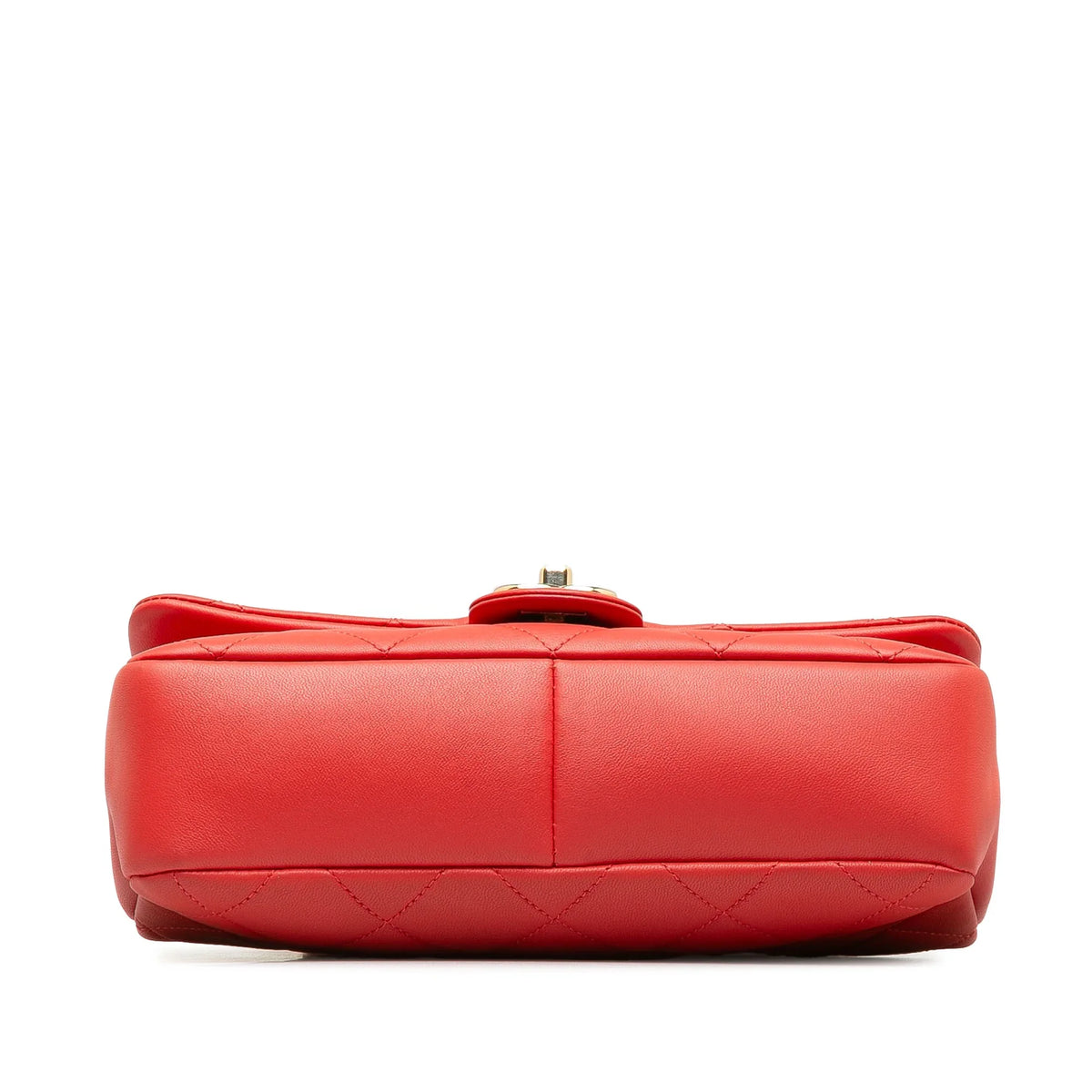 (Good) Chain Small Authenticated Single Unisex Elegant Flap Pre-Owned Satchel Red Lambskin Leather