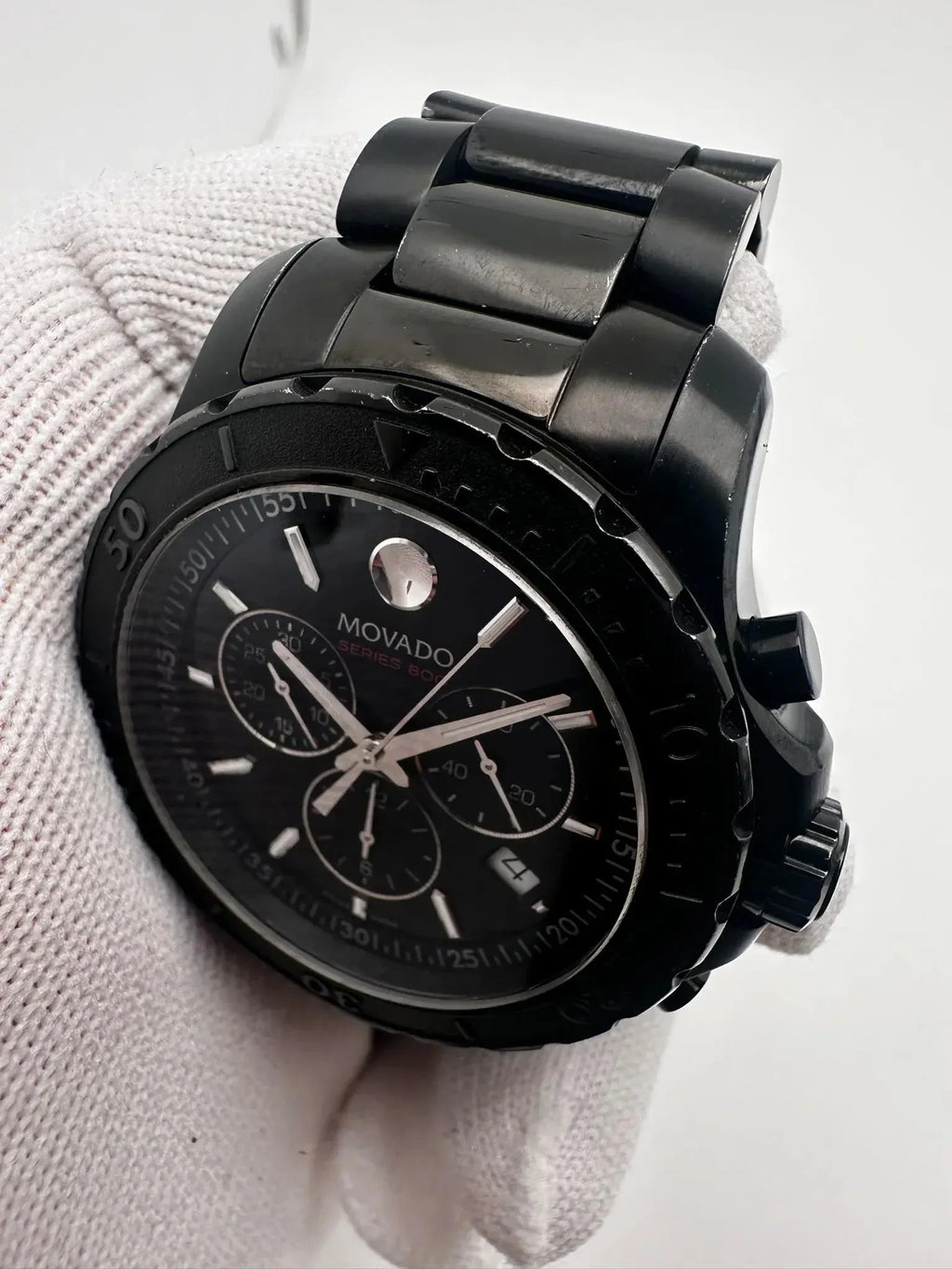 Movado 2600119 800 Quartz Series Black Coated Steel PVD Pre-Owned Watch (Good)
