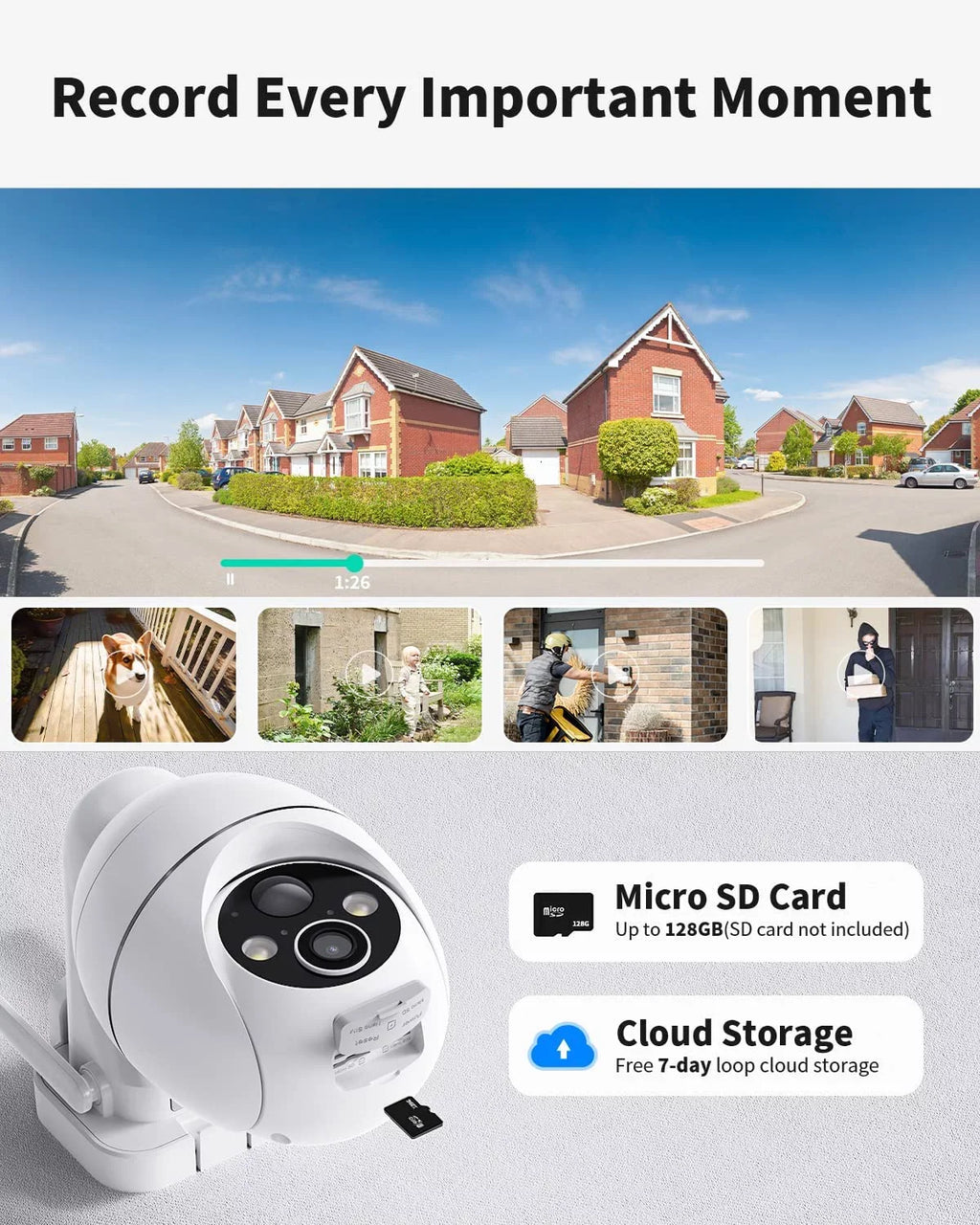 2.4GHZ Vision, Digital Color Night PIR IP65 Waterproof exterior Spotlight Ultra with Zoom, Detection, Pan Security Cameras Wireless HD Tilt, Solar with Security 2K Wi-Fi, exterior Camera 4X