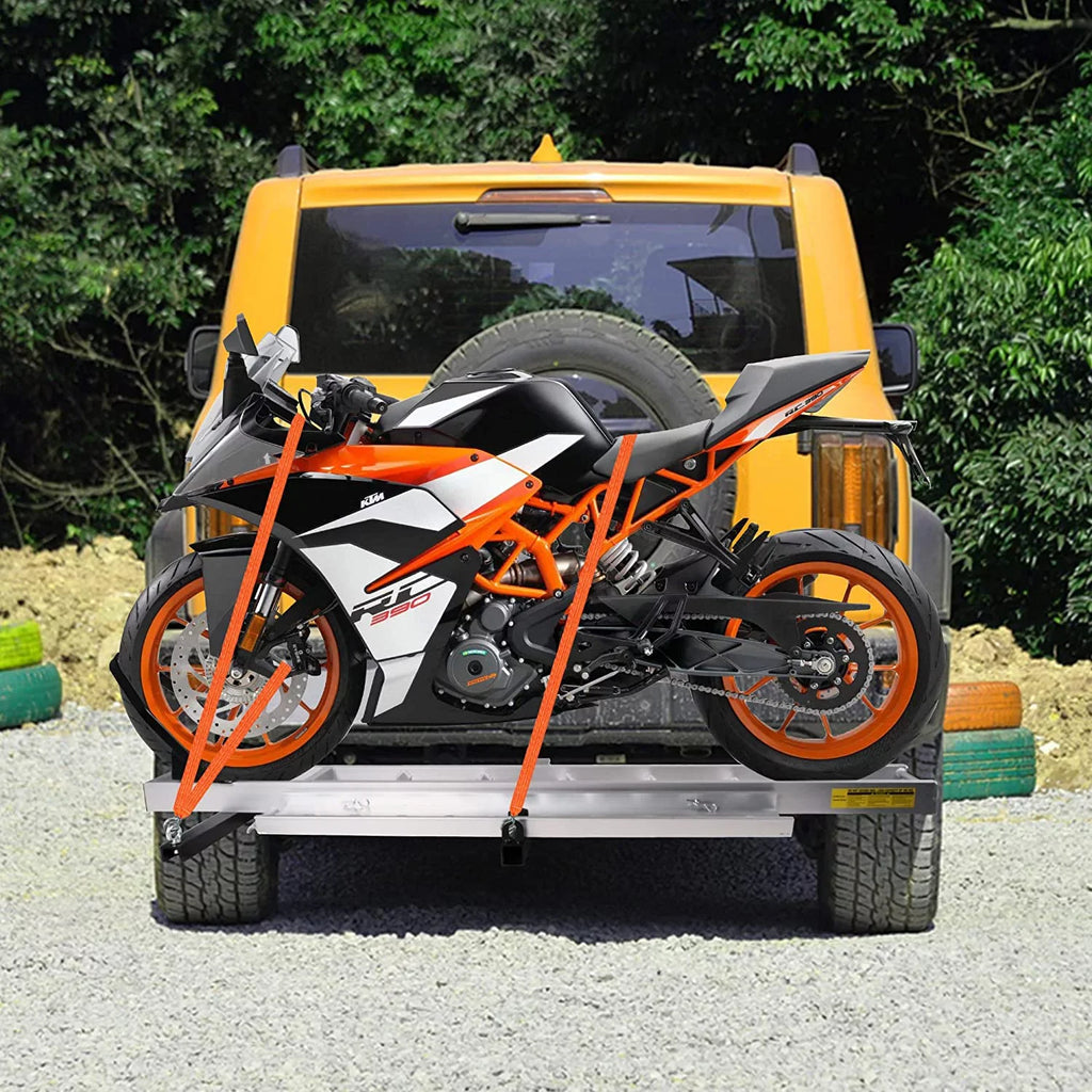 with Hauler Aluminum Trailer Carrier Scooter receiver Hitch Dirt Ramp, Hitch-Mounted Motorcycle Rack Bike 2" Motorcycle Loading Carrier