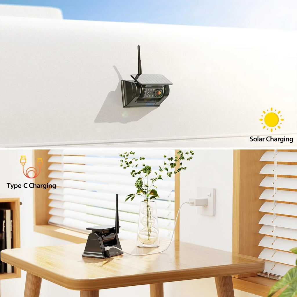 Backup IR Drilling Night Solar Camera No Vision 1080P xRoose Rear 2-Min Wireless Magnetic View 5''HD Installation CTYC5 Camera Waterproof Monitor