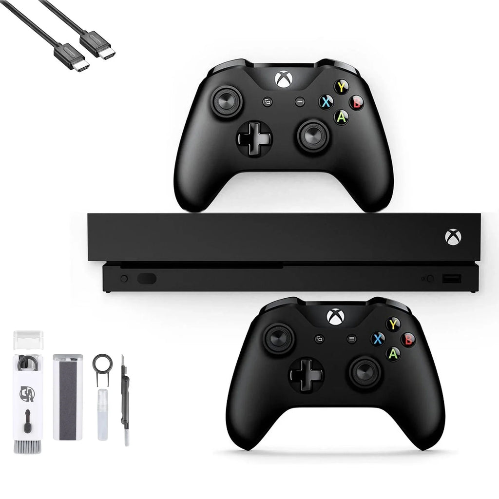 HDMI New) Microsoft Like AXTION 4K Bundle with 2 Kit One 1TB HD X Pre-Owned Xbox Black with (Refurbished: Controller, BOLT Ultra Cleaning