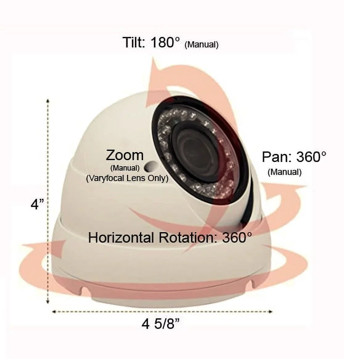STARVIS In/exterior 2.8-12mm Camera IN Sensor Security 2.4Megapixel Focus Full-HD CVI, 101AV (White) Dome CVBS) OSD Lens Variable IR 1080P AHD, 4 Camera True Image WDR 1(TVI,