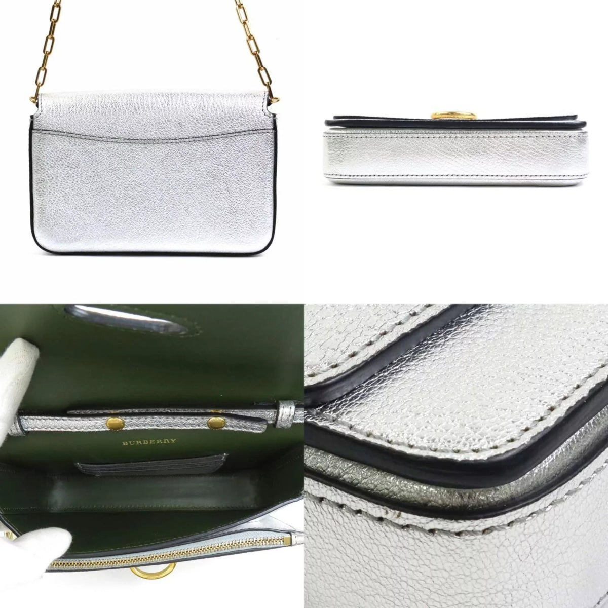 Burberry (Good) diagonal ladies bag Pre-Owned BURBERRY shoulder leather silver