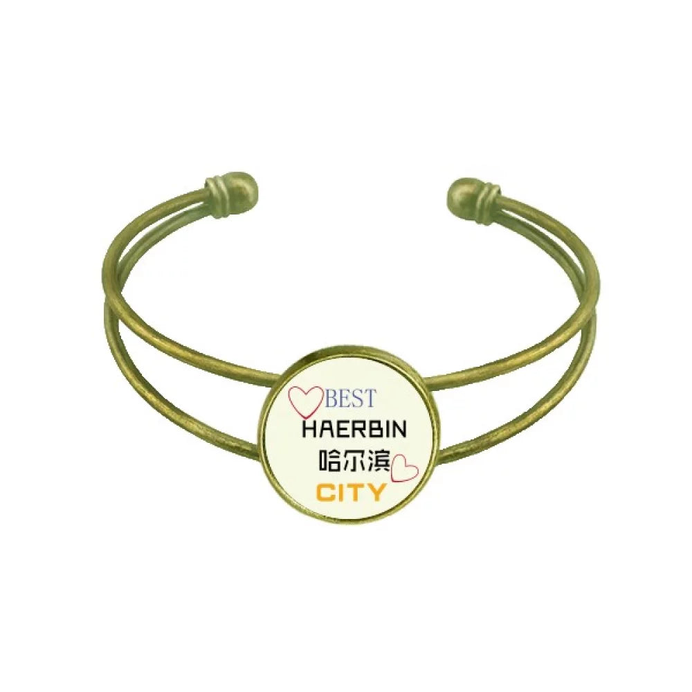 China Ice Open Art Icon Deco Bracelet Jewelry Retro City Bangle Cuff Fashion