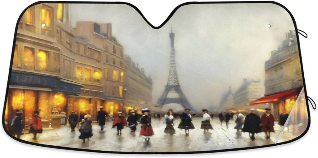 Accessories Cars,SUVs,Trucks-55×27.6in Visor and Shade,oldable Protect Wellsay Car Cool UV Blocks Protector Landscape Rays for Sun to Sunshade Old Windshield Paris Keep