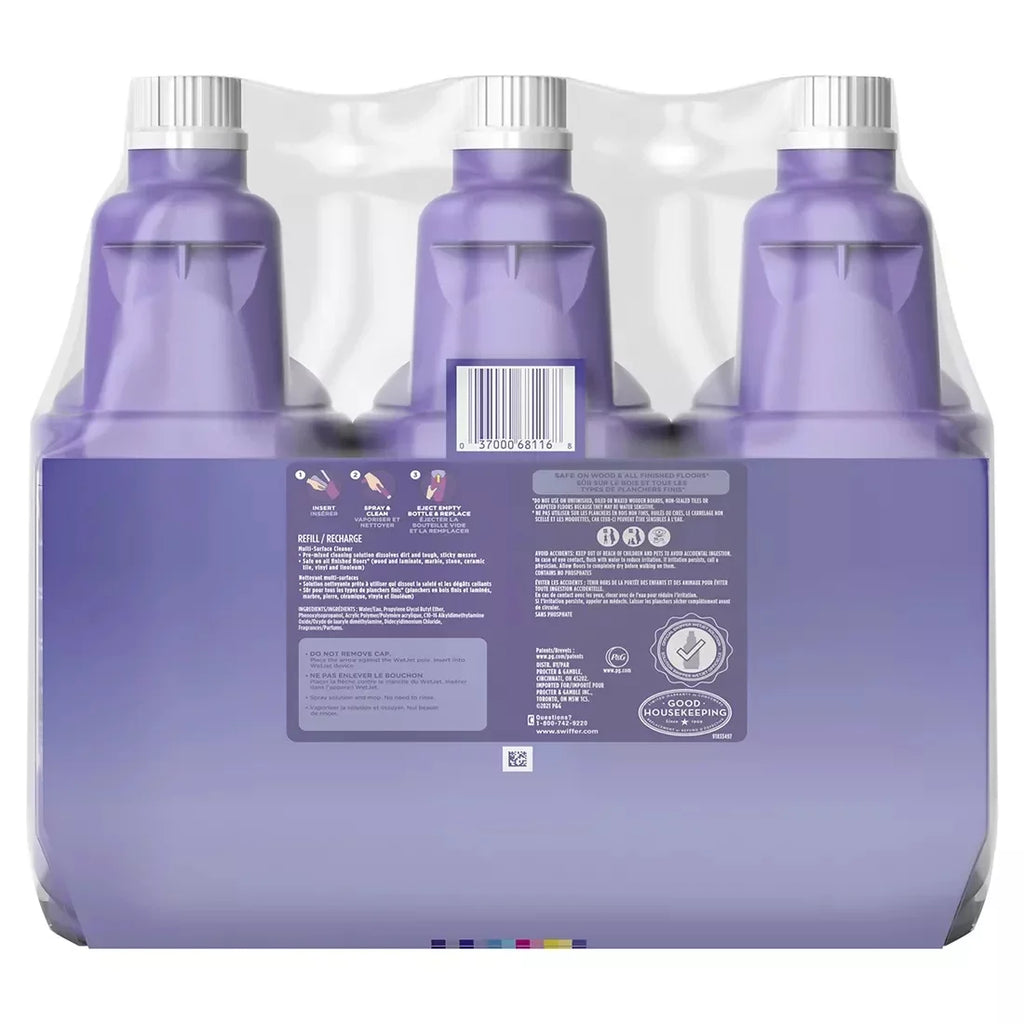 Solution, and Swiffer Cleaner Multi-purpose Lavender WetJet Febreze Floor Vanilla Scent, 3 ct./1.25L Comfort