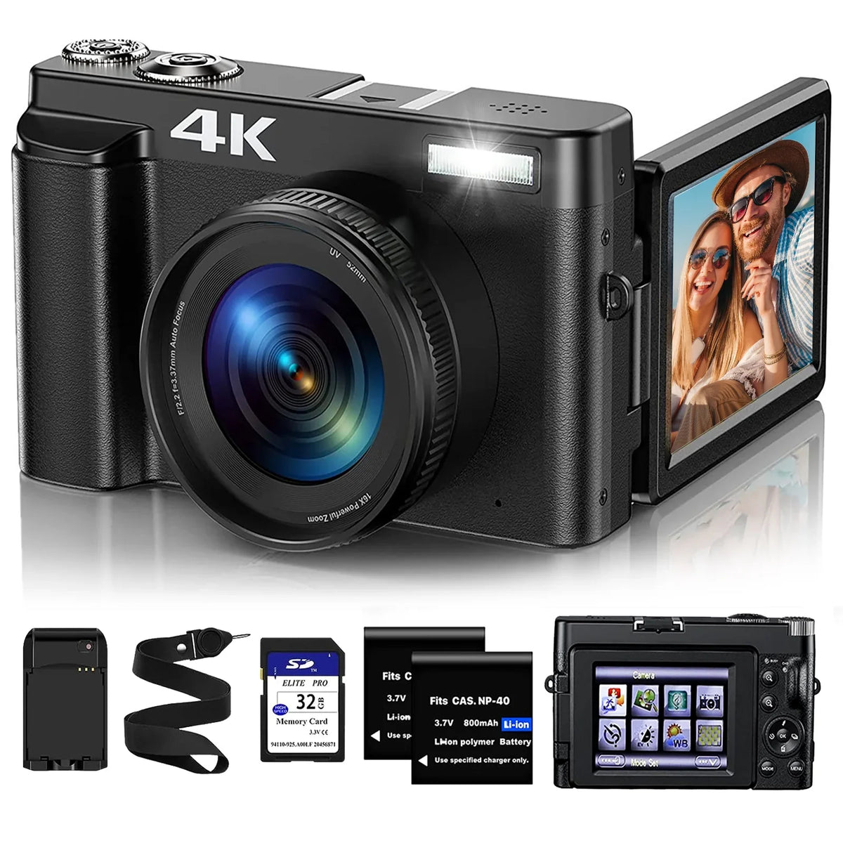 16X Autofocus Vlogging YouTube Video 48MP Camera Camera Digital 32GB for Card Cameras with Digital 4K Zoom Photography for