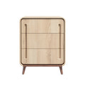 Modern Wooden Nightstand with Sleek Design and Integrated Handles