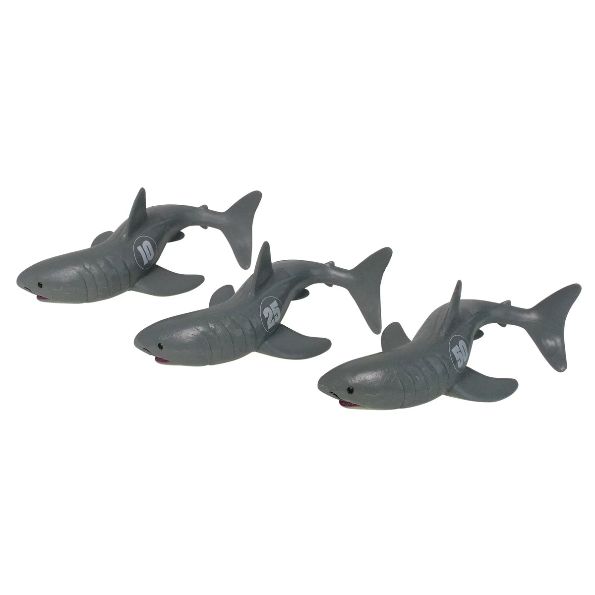 Shark Swimming and Frenzy White Toys - 7" of Set 3 Dive Pool Gray