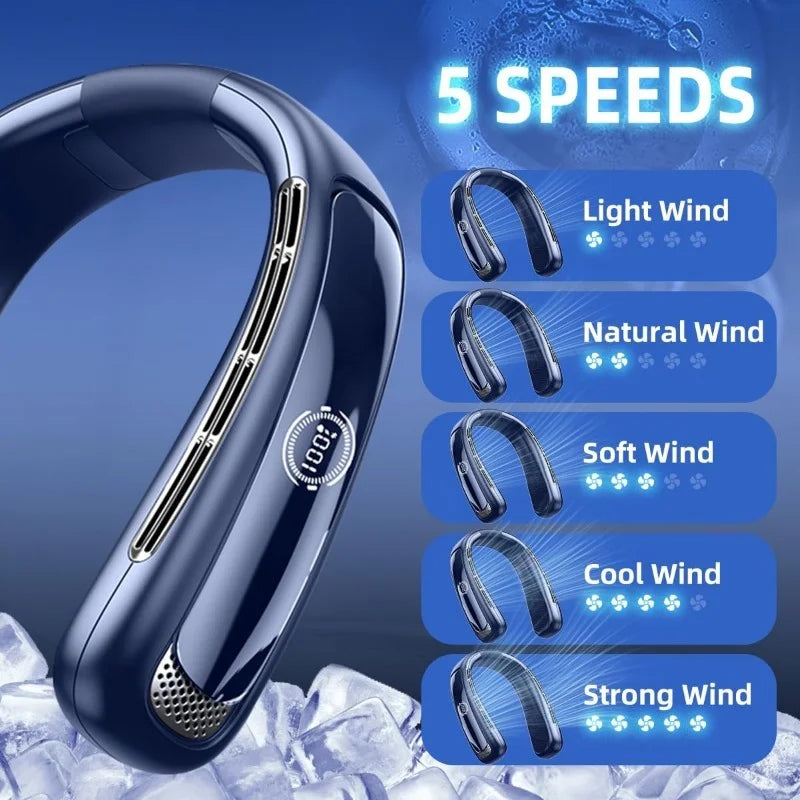 Personal For Neck Fan Fan Cooler 5200mah Neck Neck Conditioner Travel Blow Neck Fan Cooling Air Rechargeable Air Women Bladeless Cold That Portable Wearable Your Essentials Around Men