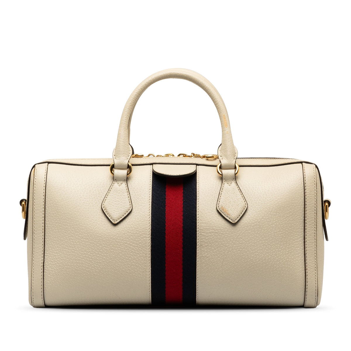 Leather Authenticated Pre-Owned Unisex Calf White Satchel (Good) Ophidia