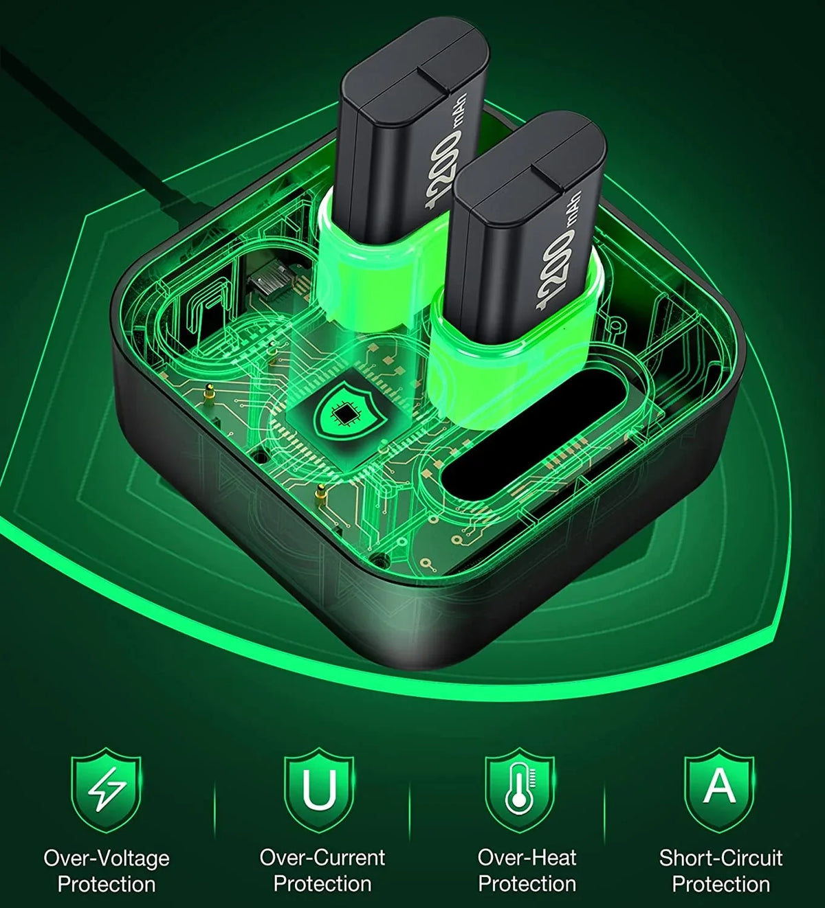 Xbox for with 4x1200mAh Xbox Battery Pack Battery Charger Rechargeable Series One Xbox for EUROA Controller Pack X|S/Xbox S/X/Elite-Black