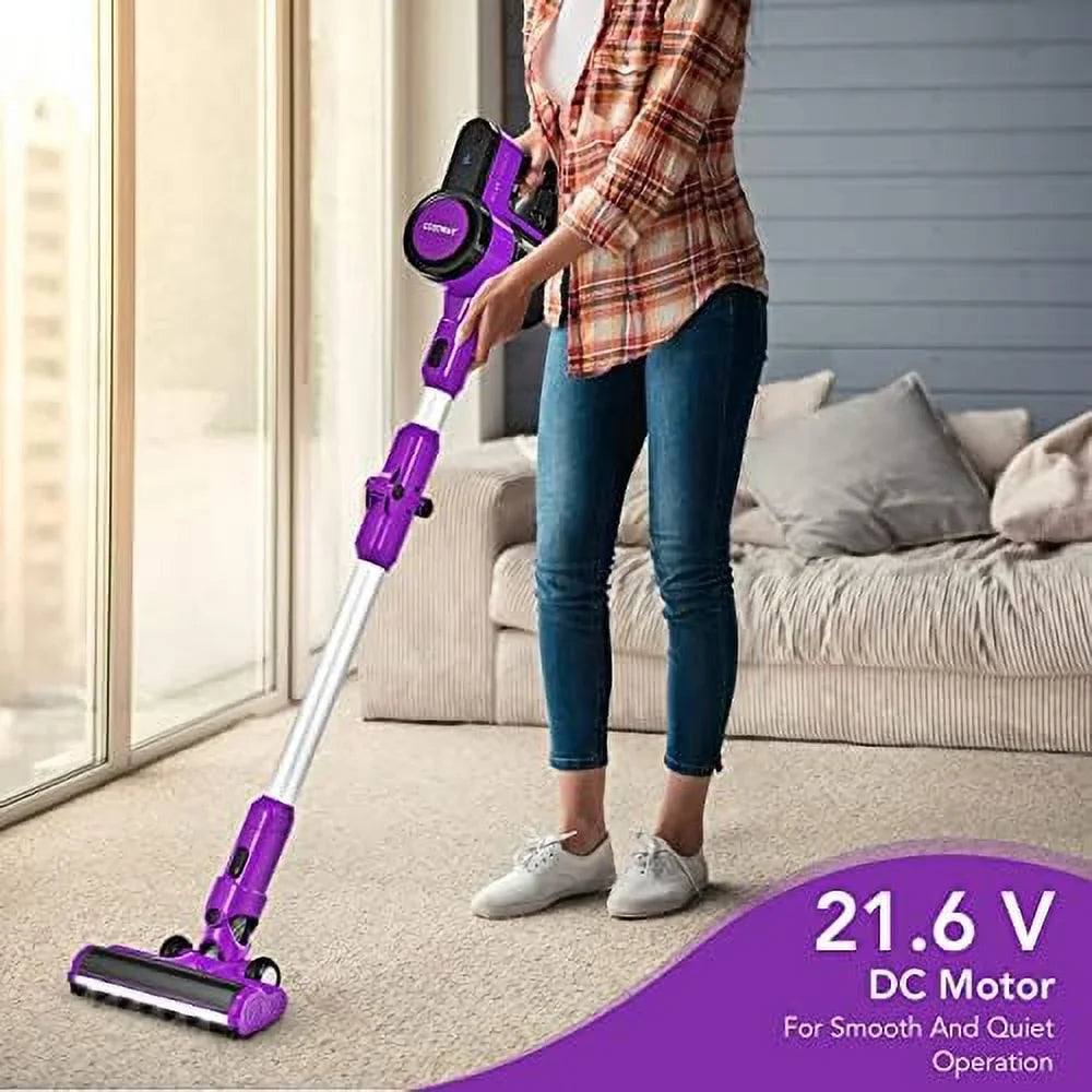 For Vacuum With Vacuum Handheld 3-In-1 Cordless Stick Cleaner, Floor Hard (Purple) 2000Mah Runtime Lightweight Hair, Vacuum Wall-Mounted Battery, Carpet Pet Rechargeable & 45-Minute & Car,