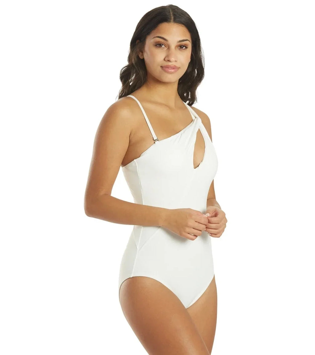 Swimsuit, WHITE 10 Twist-Front Carmen US One-Shoulder Valvo Piece One Marc
