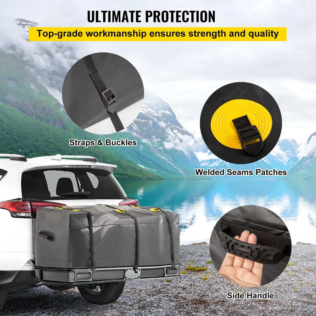 for Bag, PVC, Bag SUV Hitch Feet), Cubic Hitch Vans Carrier Truck Waterproof BENTISM Reinforced Straps, Heavy 840D Car Cargo (22 Duty with Hitch Cargo Carrier Fits Basket 60"x24"x26"