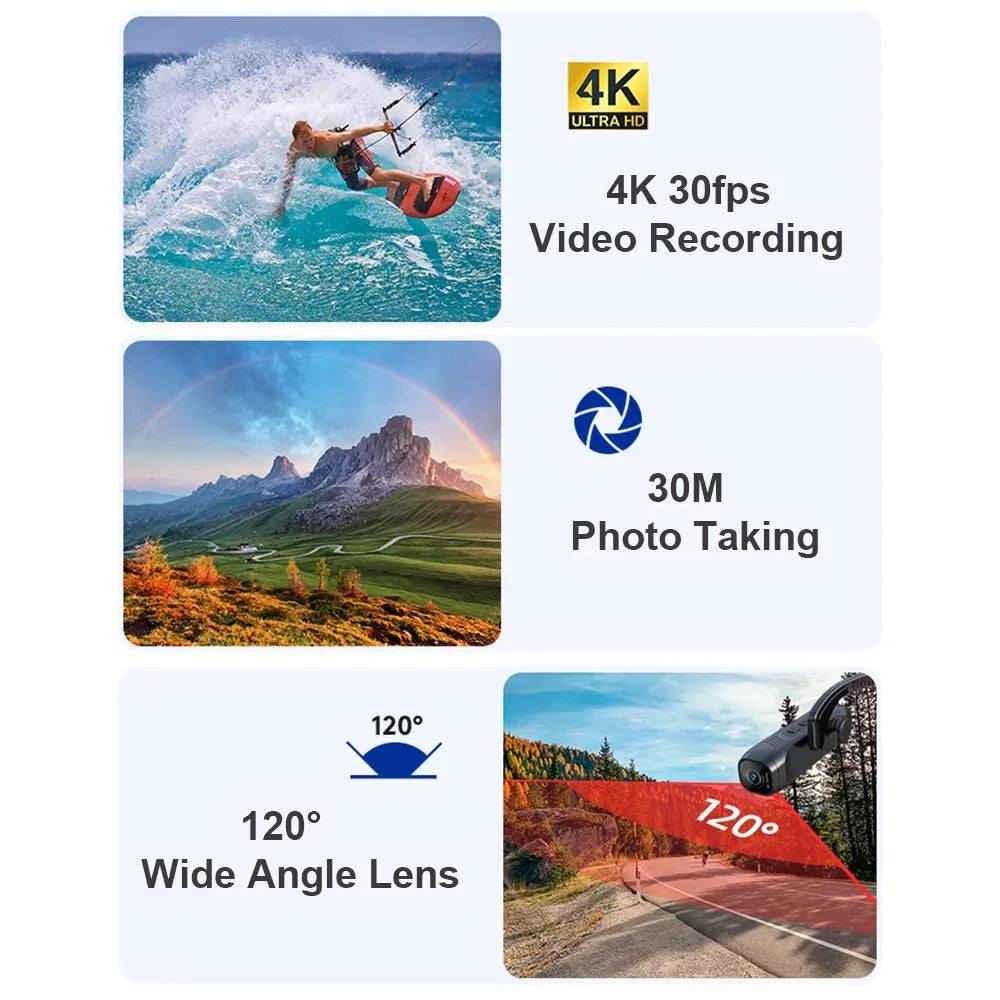 1080P Camera Head Webcam Wearable 4K Camera Camcorder Recorder Vlog Video Hands-Off 60FPS FHD WiFi Andoer EP6 Mounted Camera Camera