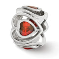 Dark Beads CZ Bead Red Heart - Sterling QRS3328 Reflection Polished Silver