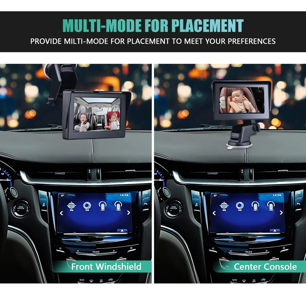 Car 1080P Crystal Seat Adjustable Mirror Inch Cameras Length View Long Cable Angle Clear 4.3 Wide Monitored Car Mirror Car Mirrors with Safety 5M