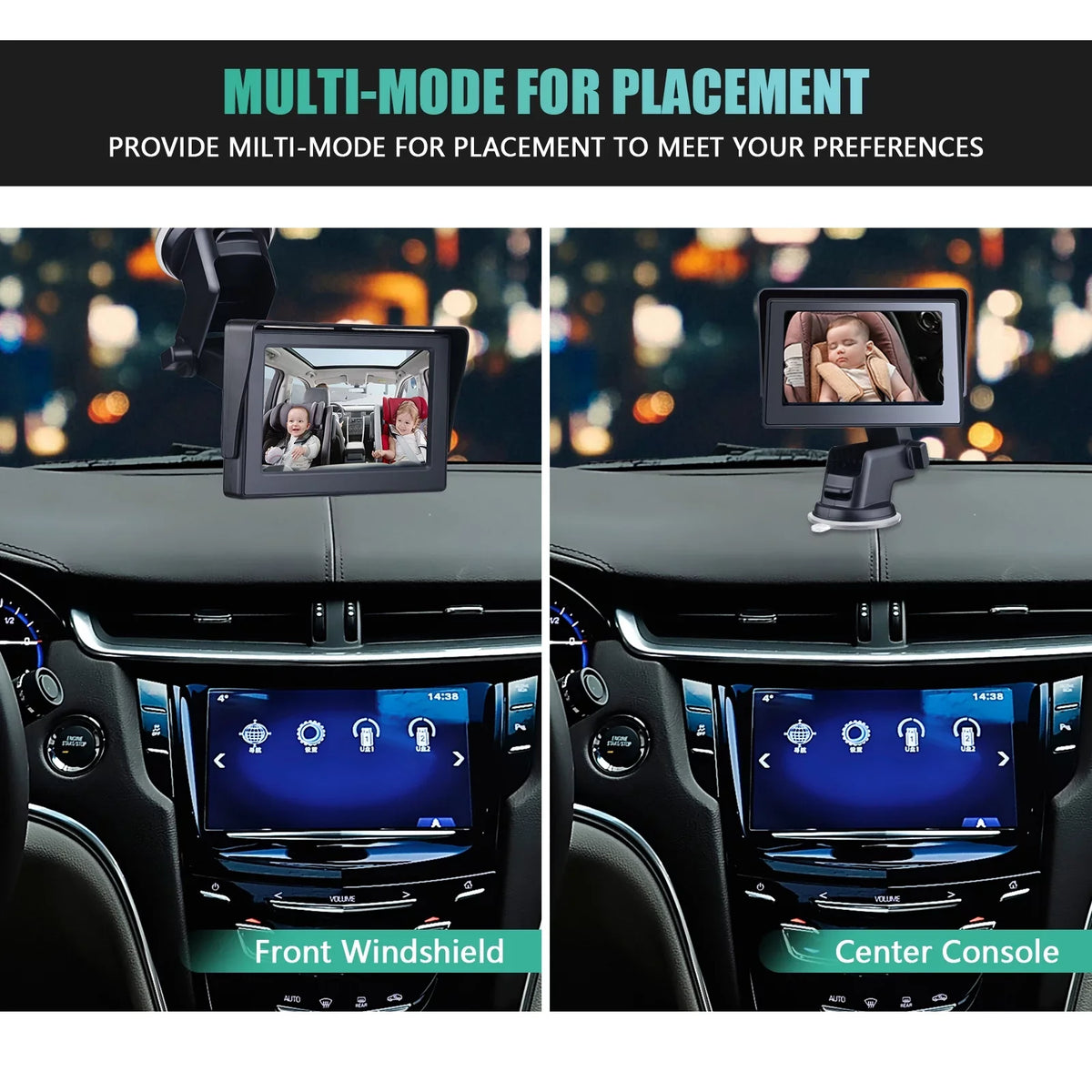Car 1080P Crystal Seat Adjustable Mirror Inch Cameras Length View Long Cable Angle Clear 4.3 Wide Monitored Car Mirror Car Mirrors with Safety 5M