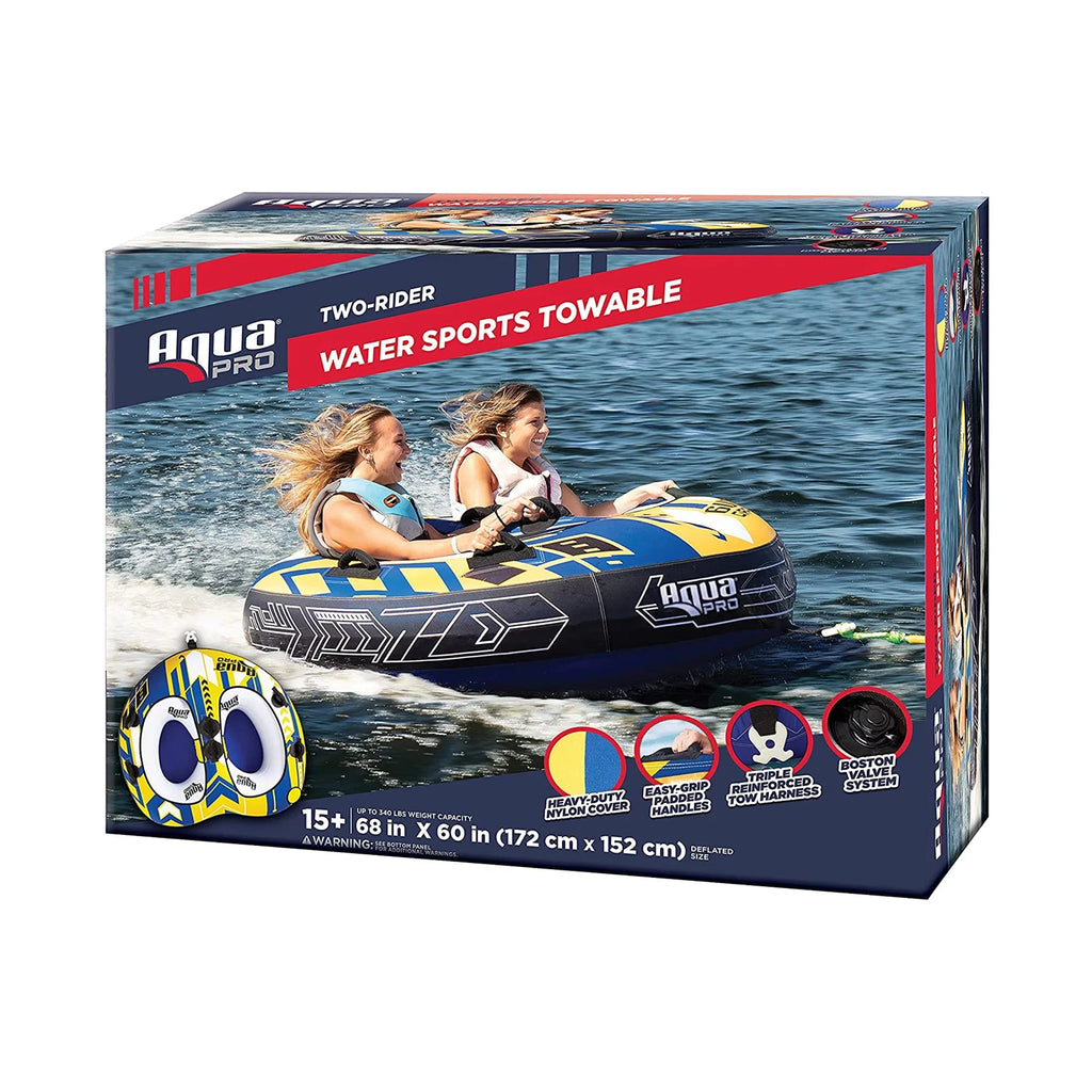 AquaPro Towable Deck Heavy Nylon Duty Person 2 Blue & Rider, design Yellow