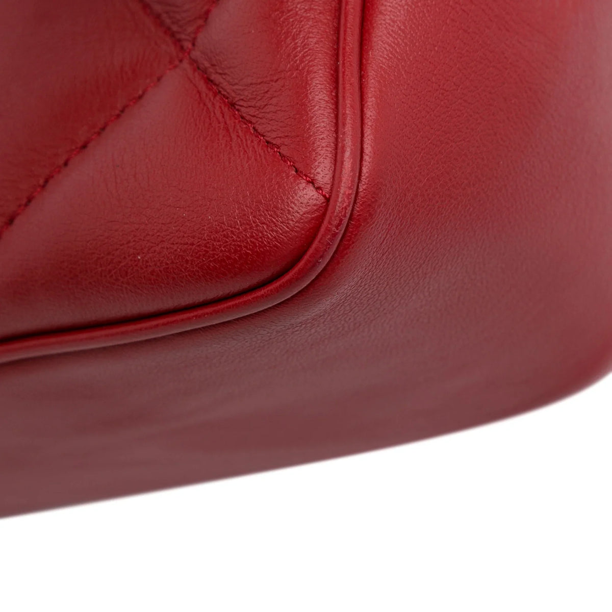 Lambskin Leather Authenticated (Good) Carry Unisex Red Small Easy Satchel Bag Pre-Owned Flap