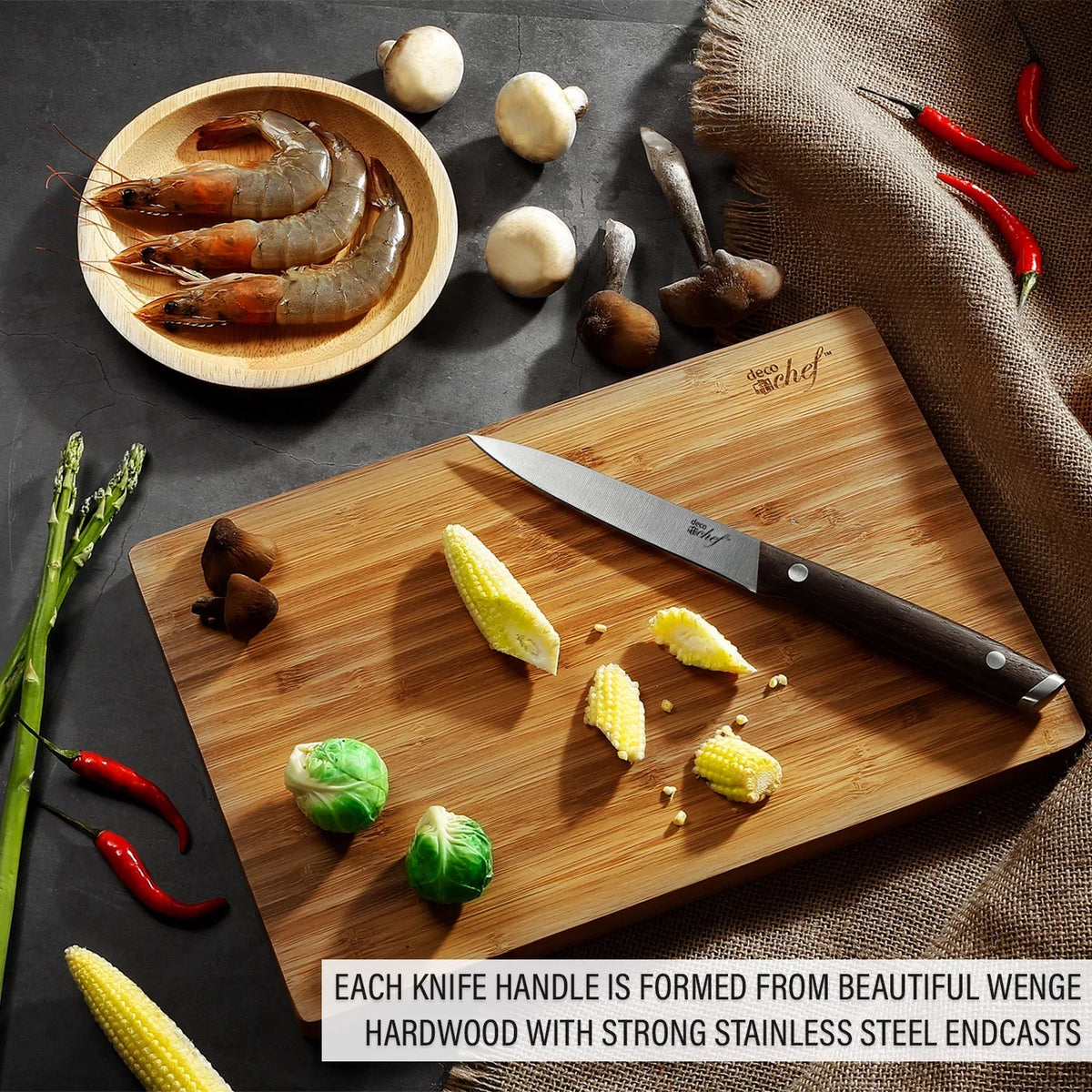 Chef Knife Deco Kitchen Wood Shears More Chef Cleaver Piece Set Handles Knife 16 and Kitchen
