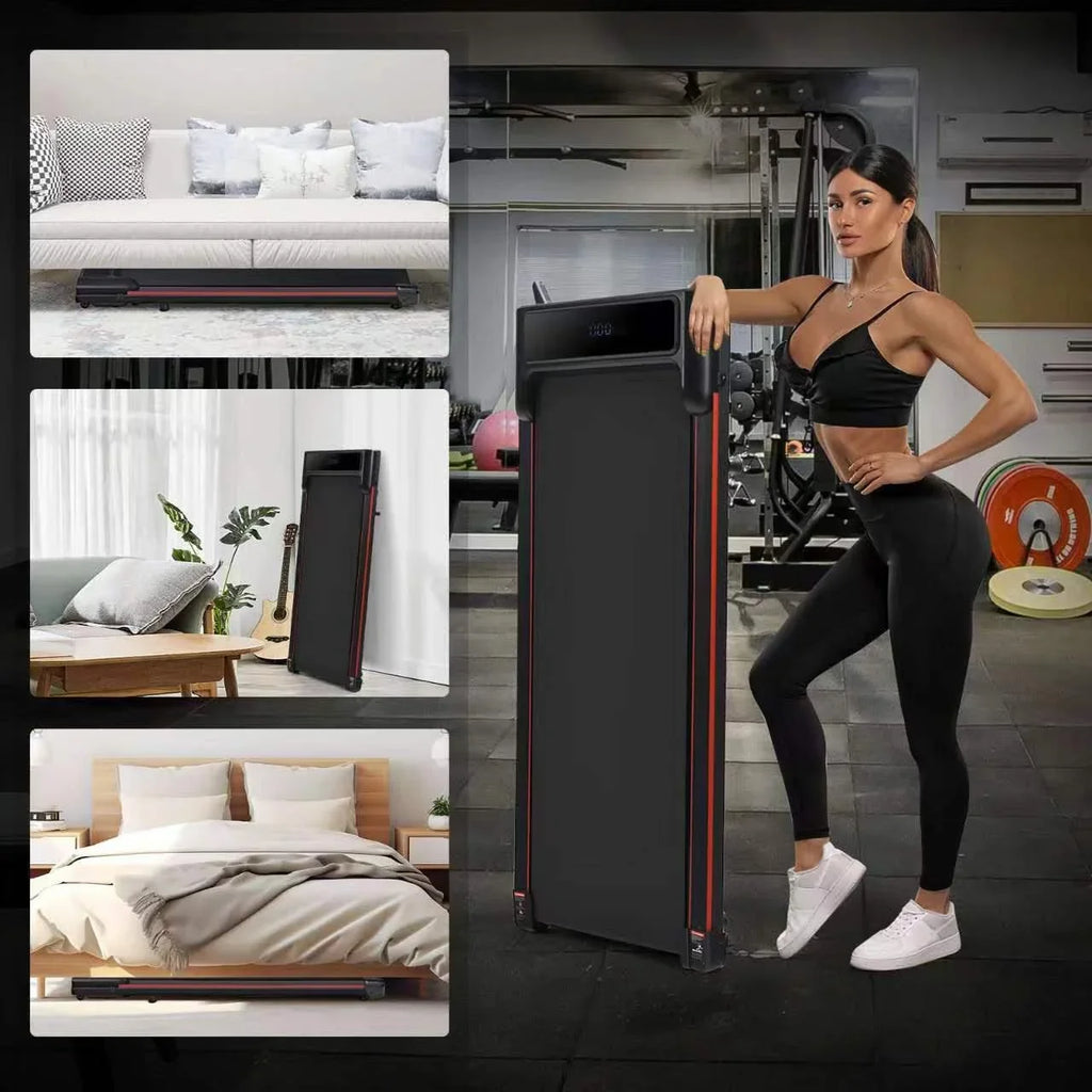 Speed Remote Treadmill dimension LED 47''L & Under for Office, Portable Home Capacity, Walking Small 0.6-3.8MPH Desk Jogging, Walking Seizeen 300lbs Pad, Control Display, for