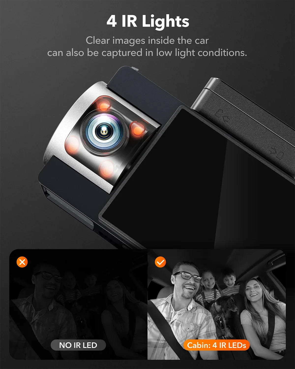 WiFi Night Cam 4K+2.5K Dash 3" UHD Super LCD Car GPS, Built-in Camera Vision, Rear, with and Front 4K Cam Dash IR WOLFBOX 64GB Dual 5G Vehicle Camera Card, Dash with