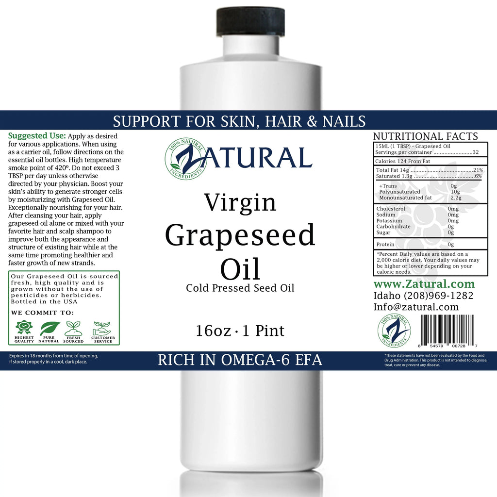 Virgin, (1 Seed Gallon)) 100% Ounce Pure Grape Undiluted, Pressed, GrapeSeed Oil-Cold (128 Oil