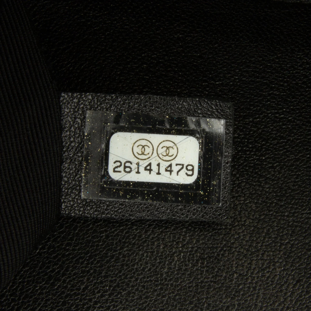 Calf Elaphe Double (Good) Unisex Leather Satchel Pre-Owned skin Chevron Authenticated Flap Black