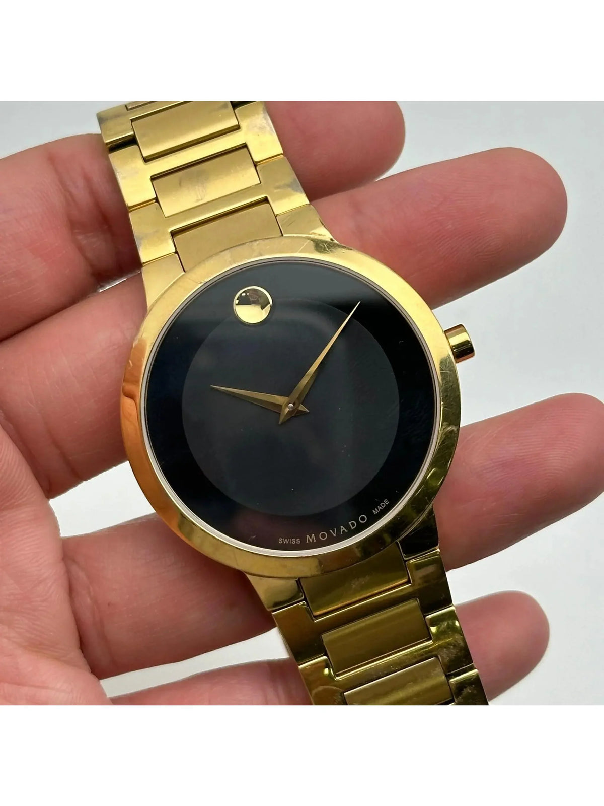 Quartz 607121 (Good) Steel Watch Modern Classic Mens Pre-owned Movado
