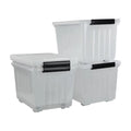 Large Box, L with Bin Storage Clear Plastic Latch 30 Wheels Kekow Storage 4-Pack