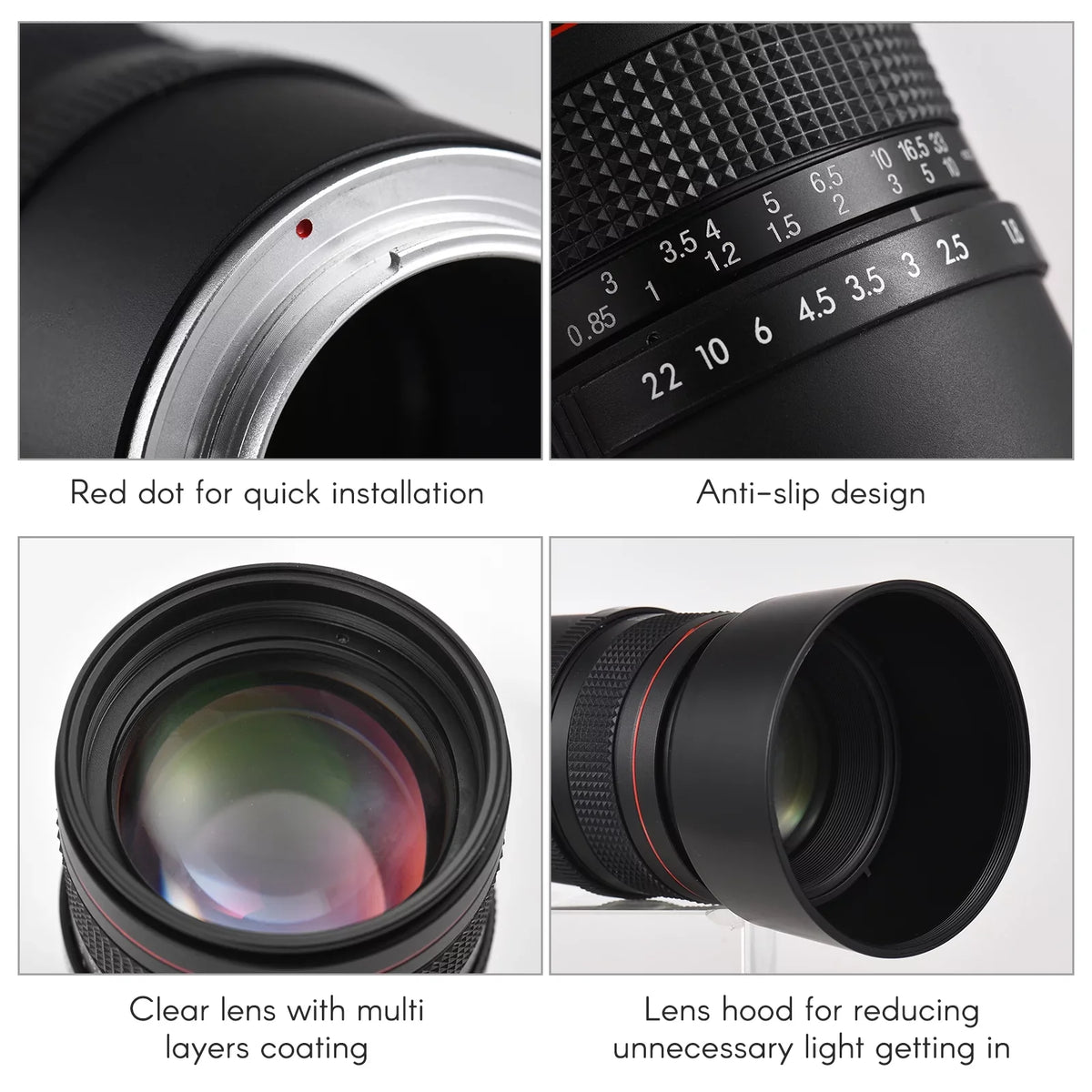 Cameras A6400, Telephoto F1.8 Medium A5100 Series, 85mm A6000, A6300, Aperture, A6500, for Suitable Lens Focus Andoer Large A7 A9, Manual with