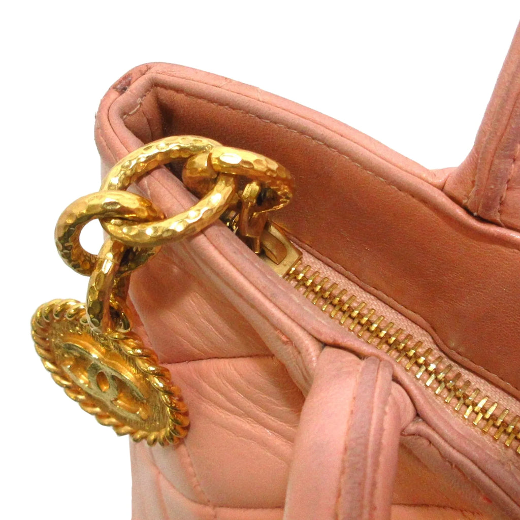 Lambskin Authenticated Bag Leather (Good) Women Orange Medallion Tote Tote Pre-Owned