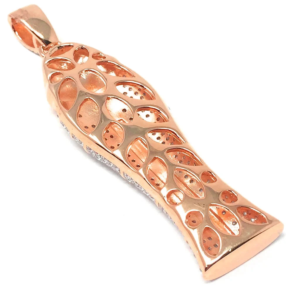 Gold Egyptian Lab 10K On Mummy King Charm Silver 3.25'' Diamonds XL Real Pharaoh Sterling Rose Tut Pendant