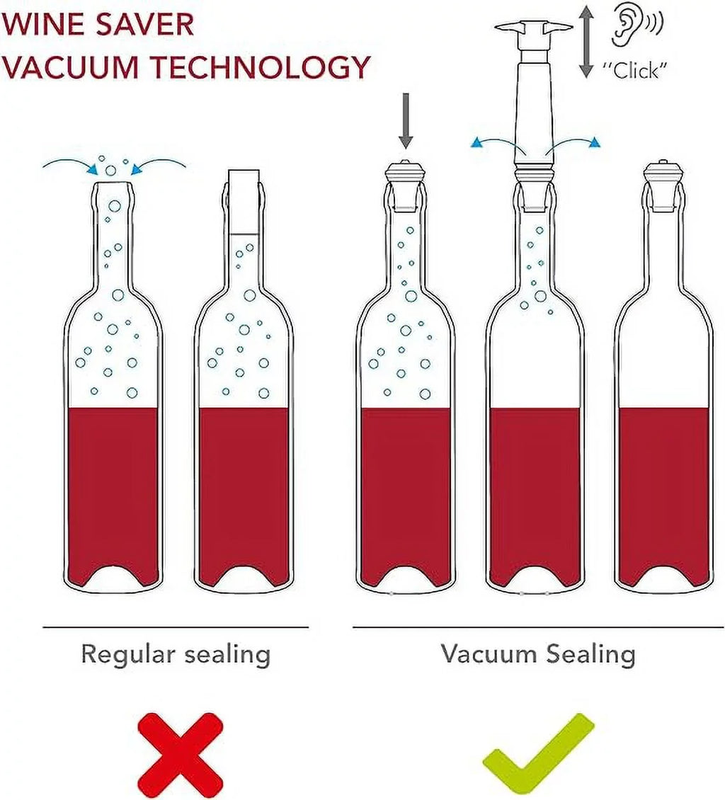 Original Haves Active - Foil 6pc Server Cooler and Cutter Includes Vacu Vacuum Wine Stopper - Wine Twister - Corkscrew Must Set Wine Vin Concerto The Wine - Crystal - Plus- Saver Wine Wine