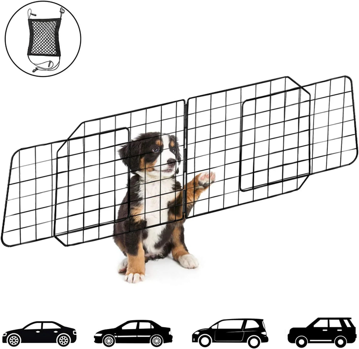 Fence Duty Seat Black—Safety SUV, for Front Travel Adjustable in Pet Car Mesh with Cars Dog Cars Dividers Vehicles, Barriers—Heavy Wire Barrier