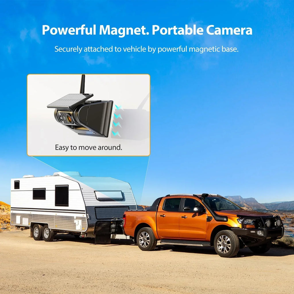 Backup IR Drilling Night Solar Camera No Vision 1080P xRoose Rear 2-Min Wireless Magnetic View 5''HD Installation CTYC5 Camera Waterproof Monitor