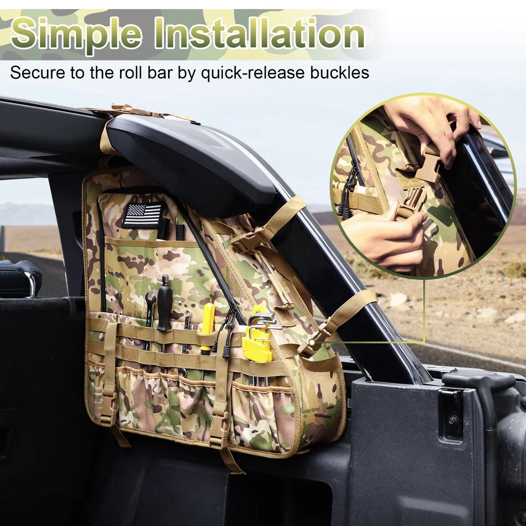 For Multi-Pockets Bag KOLEMO Roll Cage Bronco Accessories Storage 4 2Pcs Doors Bar