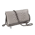 Love Metallics Pewter Sydney Clutch Quilted Fold-Over Crossbody,