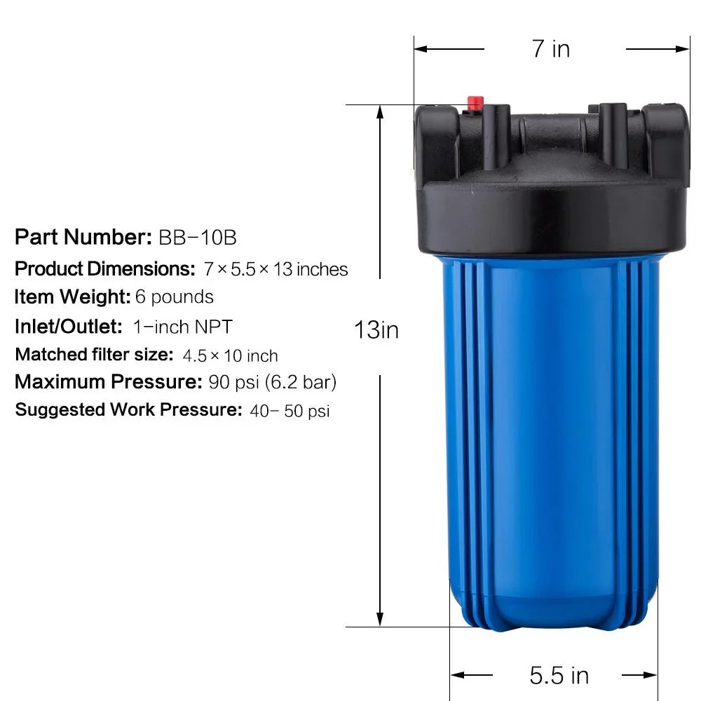 Geekpure Filter 2) Whole with and Bracket(Pack of 10-Inch Port 4.5"x10"1-Inch House liquid Wrench Housing