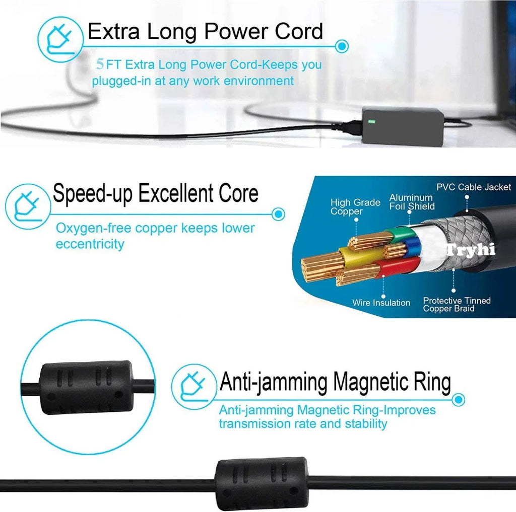 Power 3452 W12C Cord 3459 AC 3464 24 Power PC Adapter for 3455 Desktop W15B 17 Charger 5775 New W17B Inspiron Supply