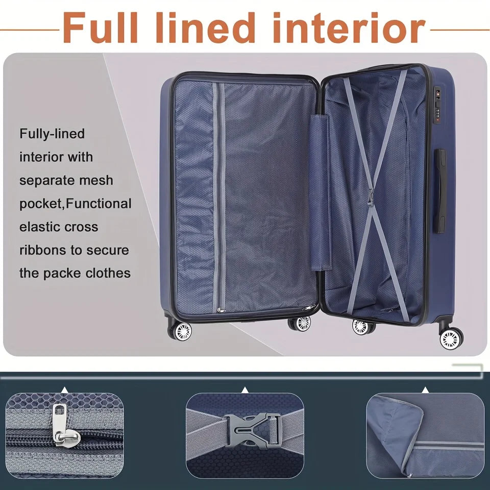 With For Luggage Wheels Four Business, - Spinner Scratch-Resistant 20 Carry-On Inch Suitcase Travel 20-Inch Blue Lock And Hardside Surface,