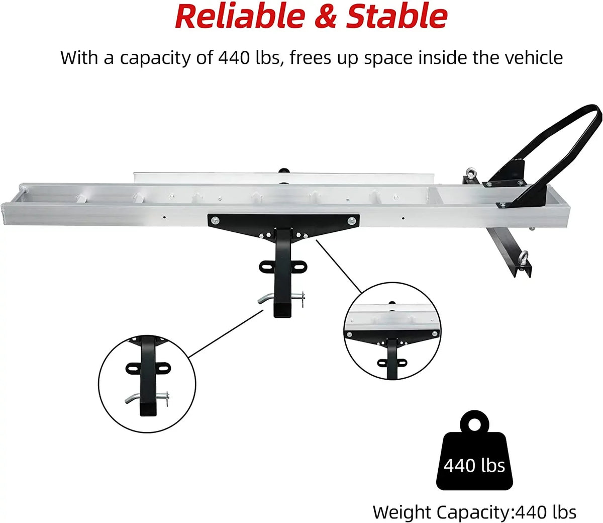 with Hauler Aluminum Trailer Carrier Scooter receiver Hitch Dirt Ramp, Hitch-Mounted Motorcycle Rack Bike 2" Motorcycle Loading Carrier