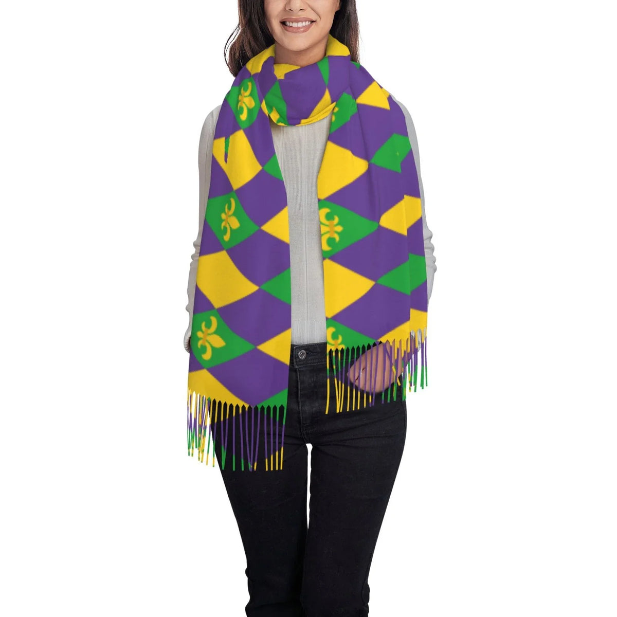 Soft Wrap Feel Cashmere Warm Scarves Women Large Mardi Scarf Gifts- Bingfone Shawl Print Gras Winter Art For Elegant